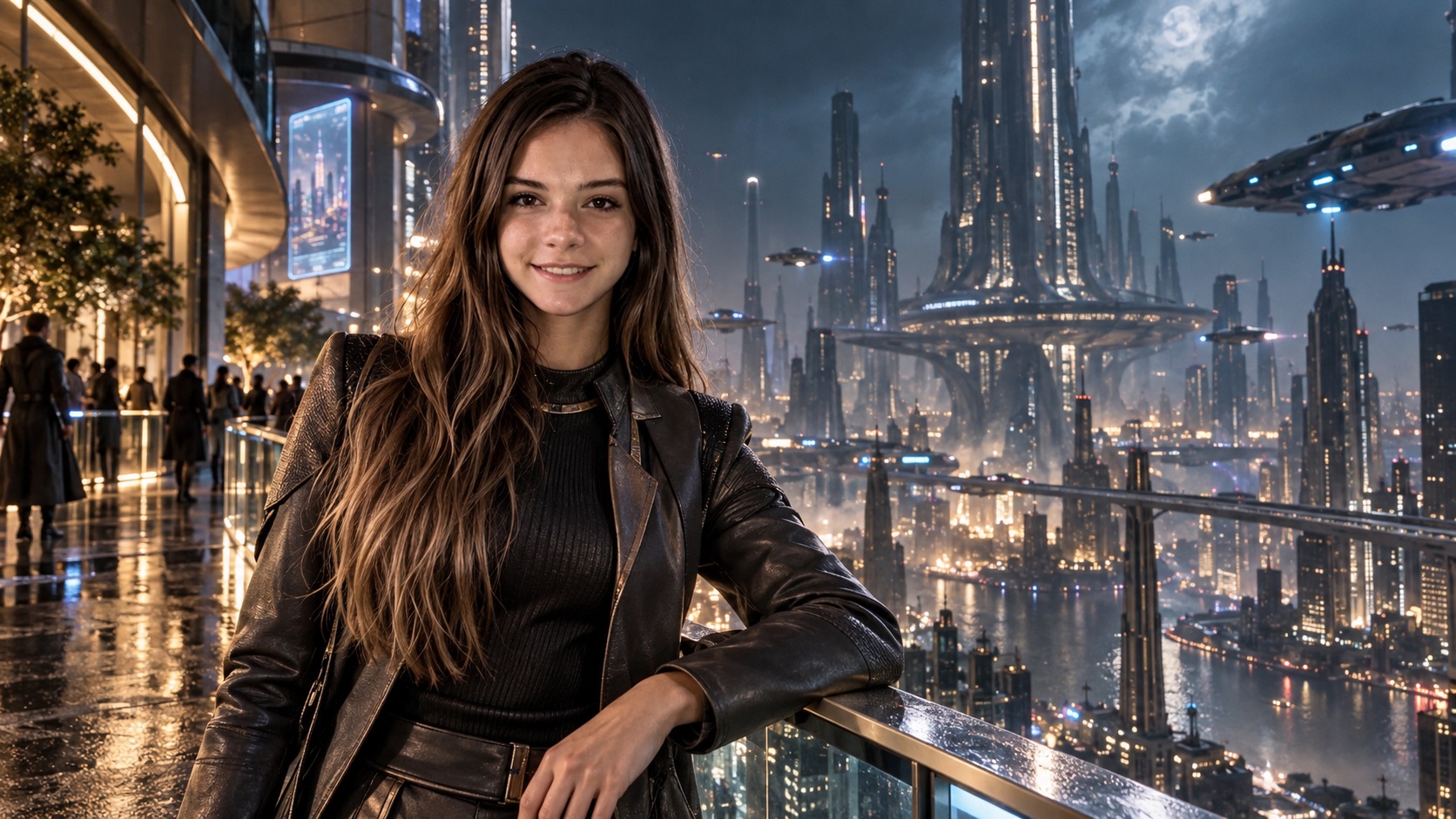 Pose by Railing, Sci-fi City
