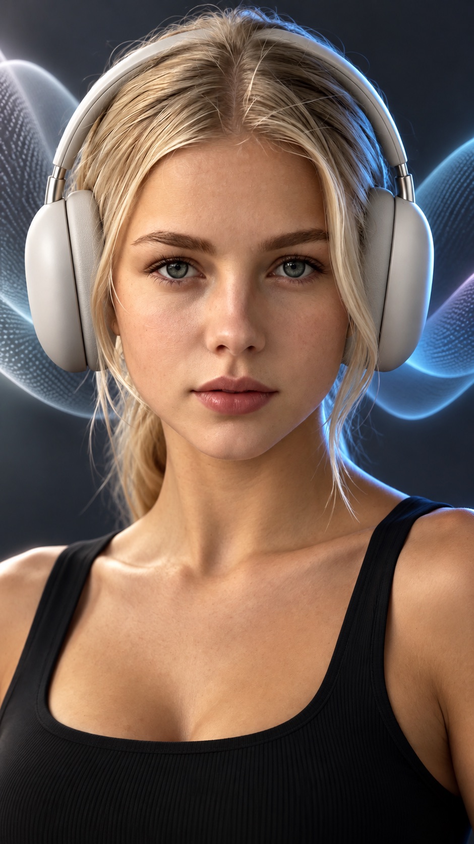 A premium unbranded headphones product campaign portrait